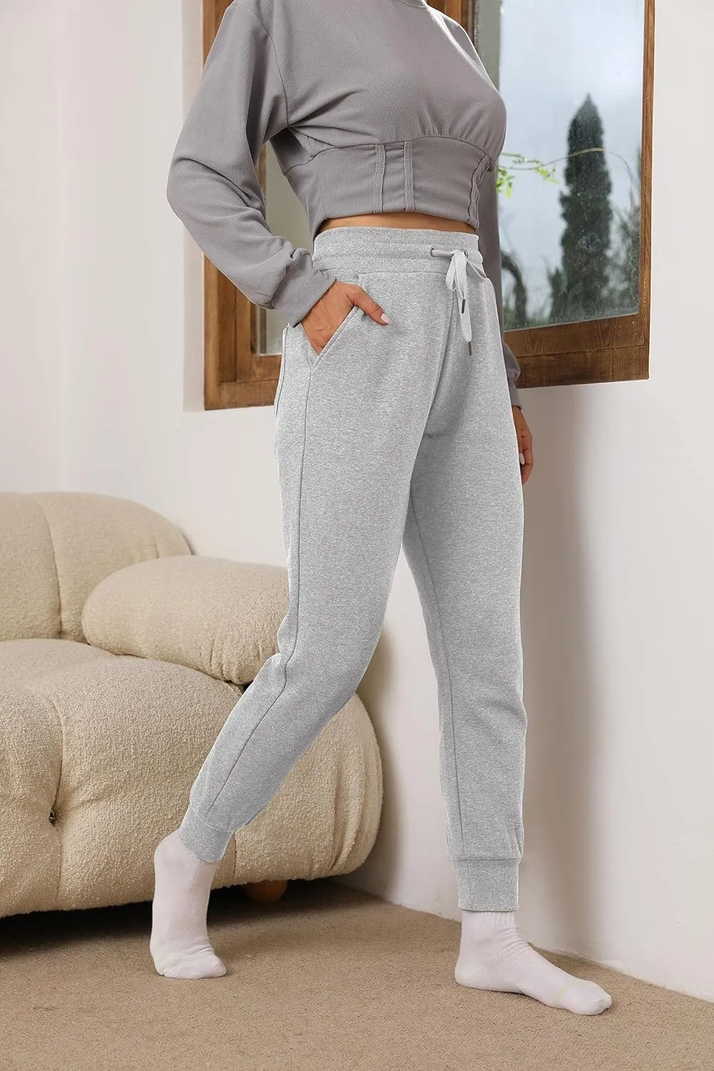 Heathyoga Fleece Lined Joggers for Women Thermal Sweatpants for Women Joggers with Pockets Workout Pants Running Pants