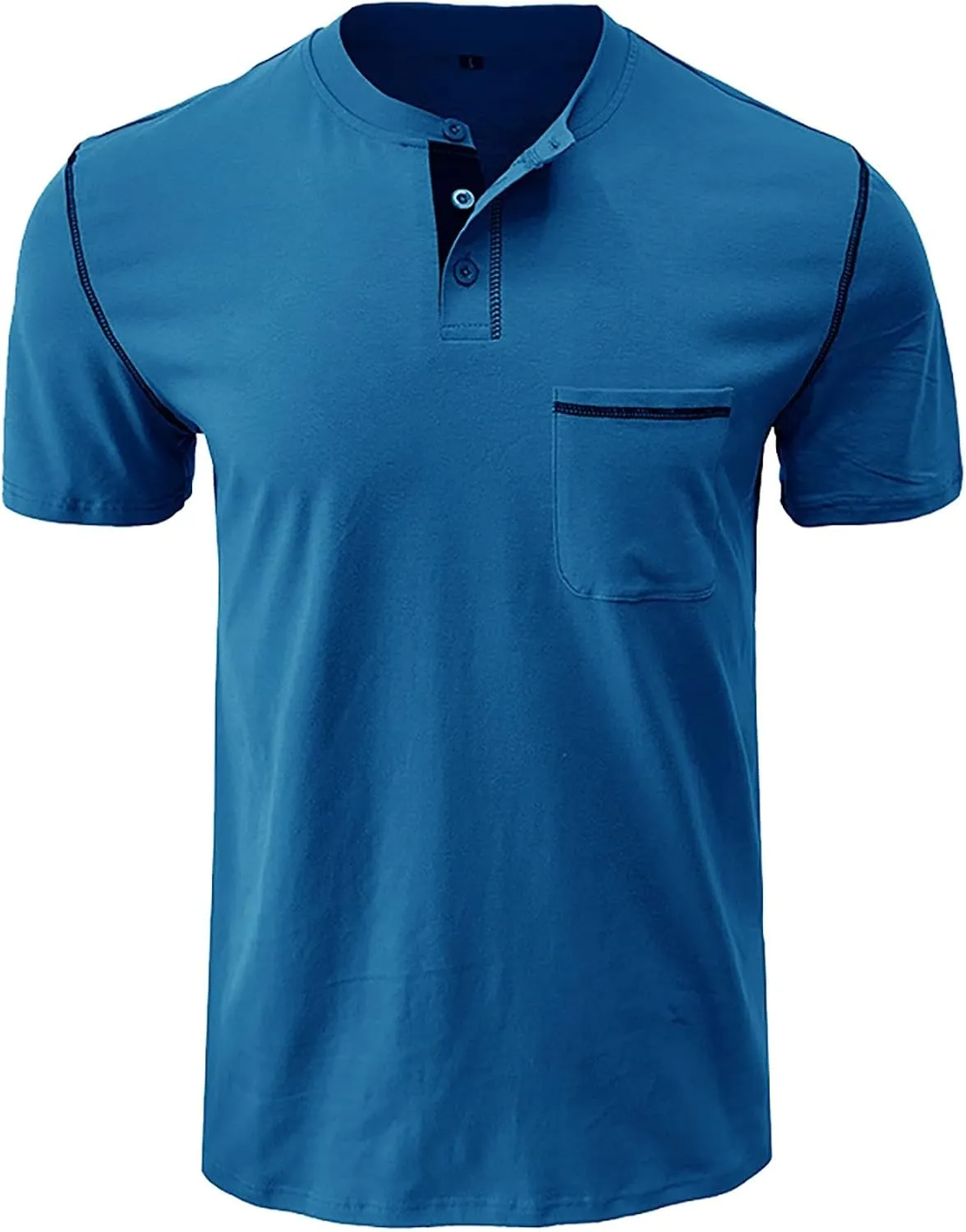 Henley Shirts for Men Big and Tall Summer Fashion V-Neck Pocket Loose Fit T-Shirts Casual Beach Holiday Vacation Tshirts