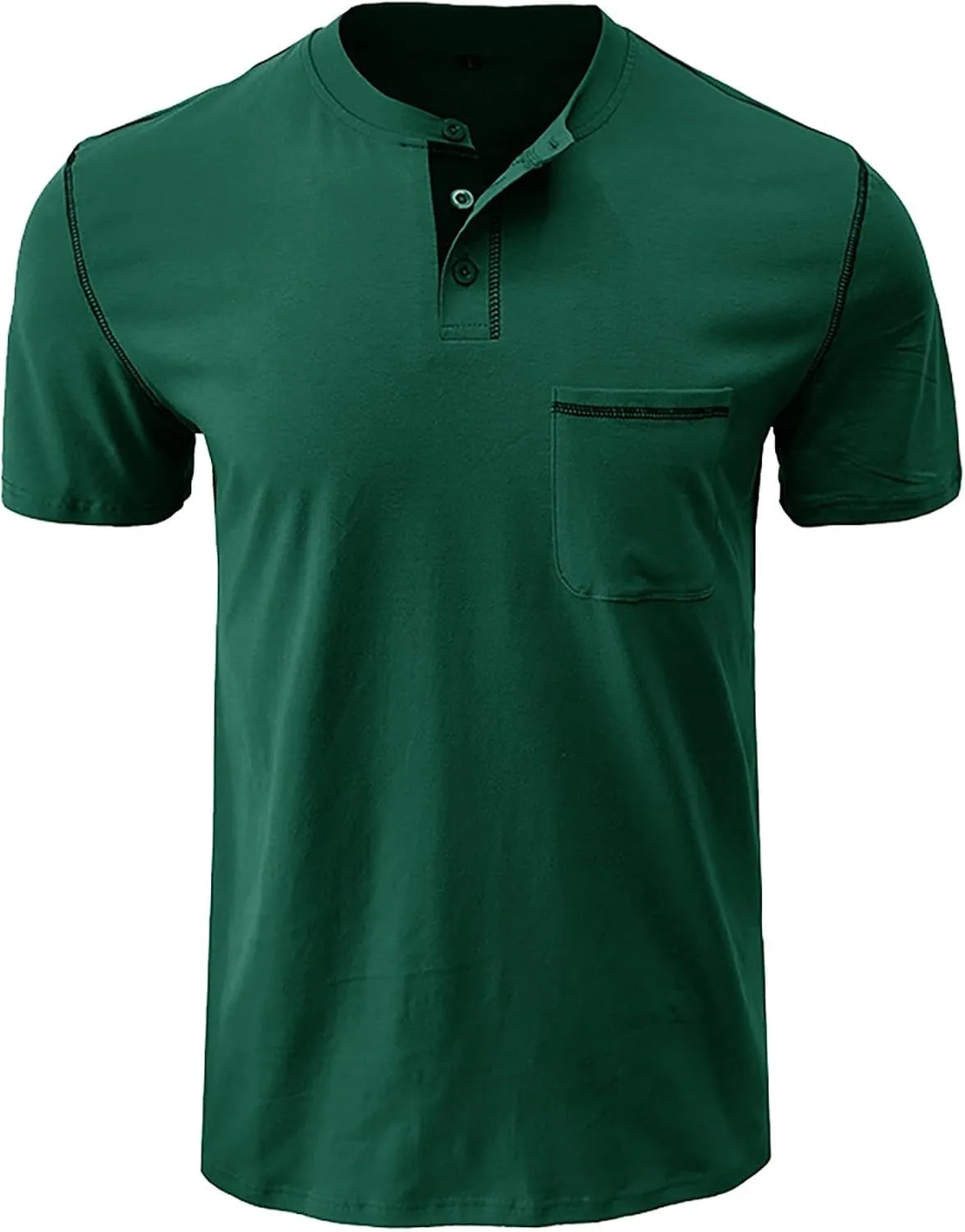 Henley Shirts for Men Big and Tall Summer Fashion V-Neck Pocket Loose Fit T-Shirts Casual Beach Holiday Vacation Tshirts