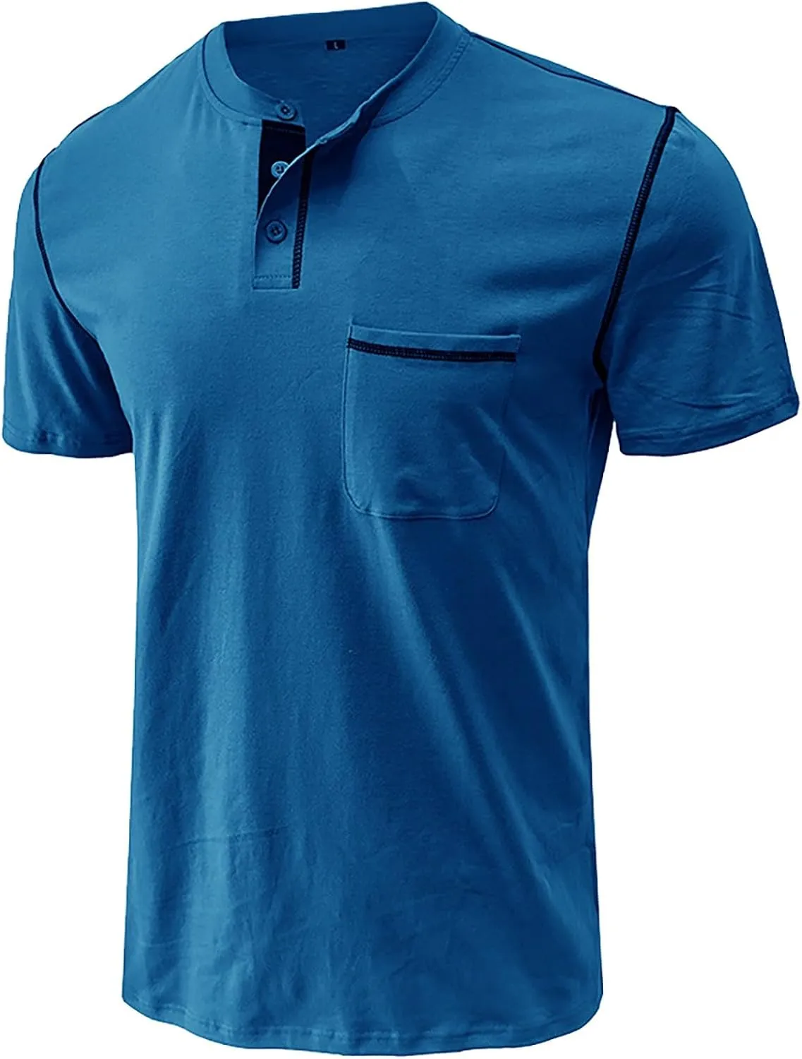 Henley Shirts for Men Big and Tall Summer Fashion V-Neck Pocket Loose Fit T-Shirts Casual Beach Holiday Vacation Tshirts