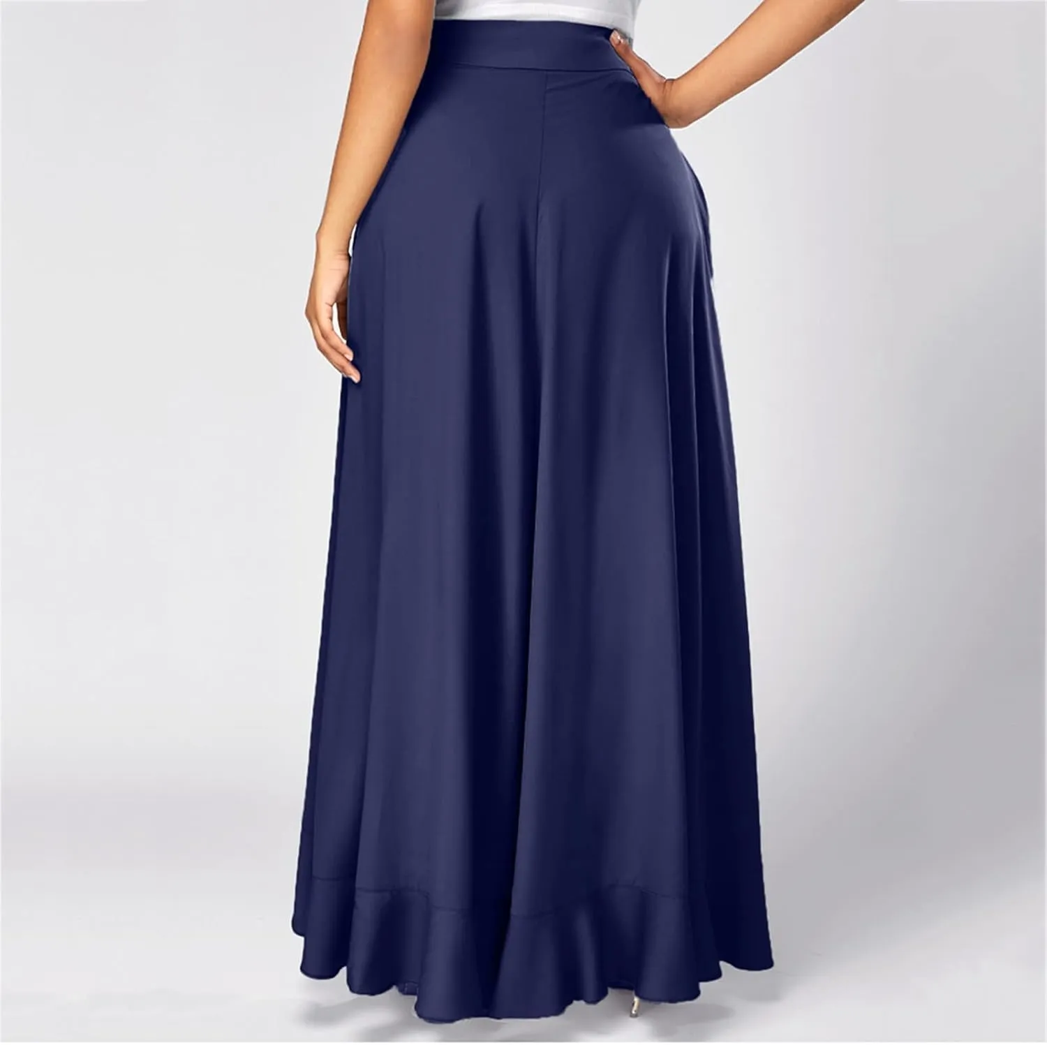HGps8w Women's Irregular Ruffle Pants, High Waist Bow Tie Casual Maxi Long Palazzo Overlay Culottes Skirts Trousers