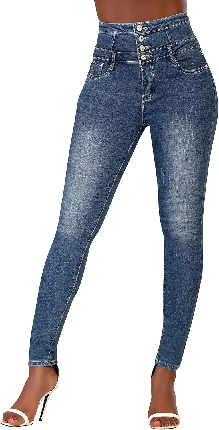 High Waisted Jeans for Women, Trendy Womens Jeans, Skinny Butt Lift Pants for Women with Tummy Control.