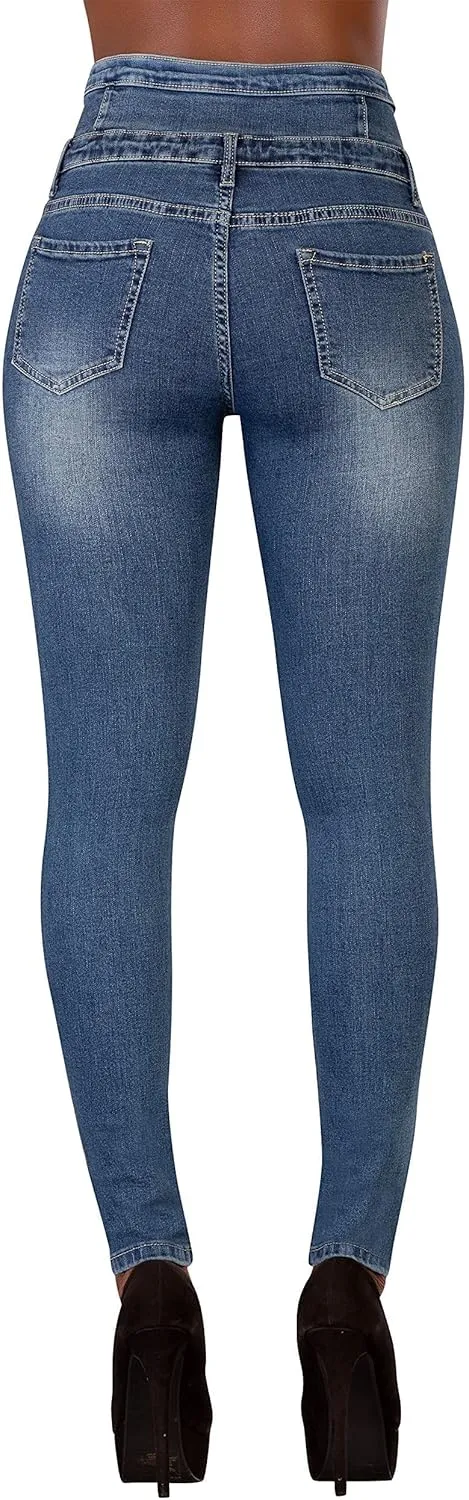 High Waisted Jeans for Women, Trendy Womens Jeans, Skinny Butt Lift Pants for Women with Tummy Control.