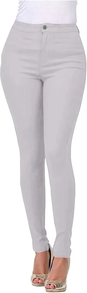 High Waisted-Rise Colored Stretch Skinny Distressed Jeans for Women Olive Mustard Red Skinny Pencil Jeggings