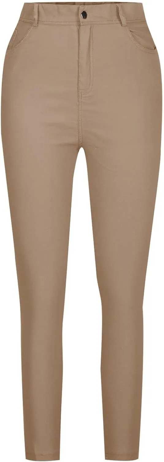 High Waisted-Rise Colored Stretch Skinny Distressed Jeans for Women Olive Mustard Red Skinny Pencil Jeggings
