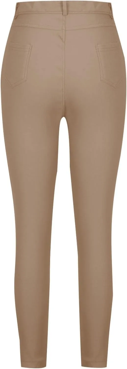 High Waisted-Rise Colored Stretch Skinny Distressed Jeans for Women Olive Mustard Red Skinny Pencil Jeggings