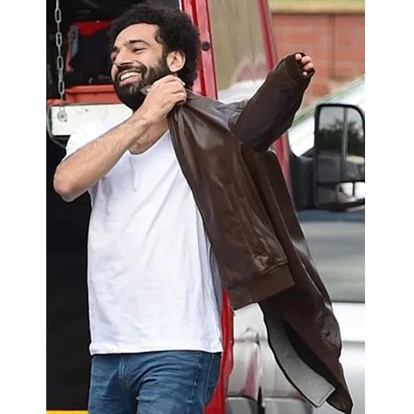 Hoodie Style Real Sheep Leather Jacket Worn By Mohamed Salah | Mohamed Salah Leather Jacket