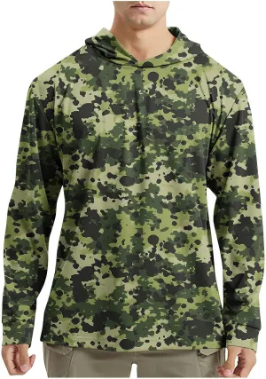 Hoodies for Men Quick Dry UPF 50  UV Sun Protection Shirts Camo Outdoor Long Sleeve Shirts SPF Rash Guard Fishing Shirt