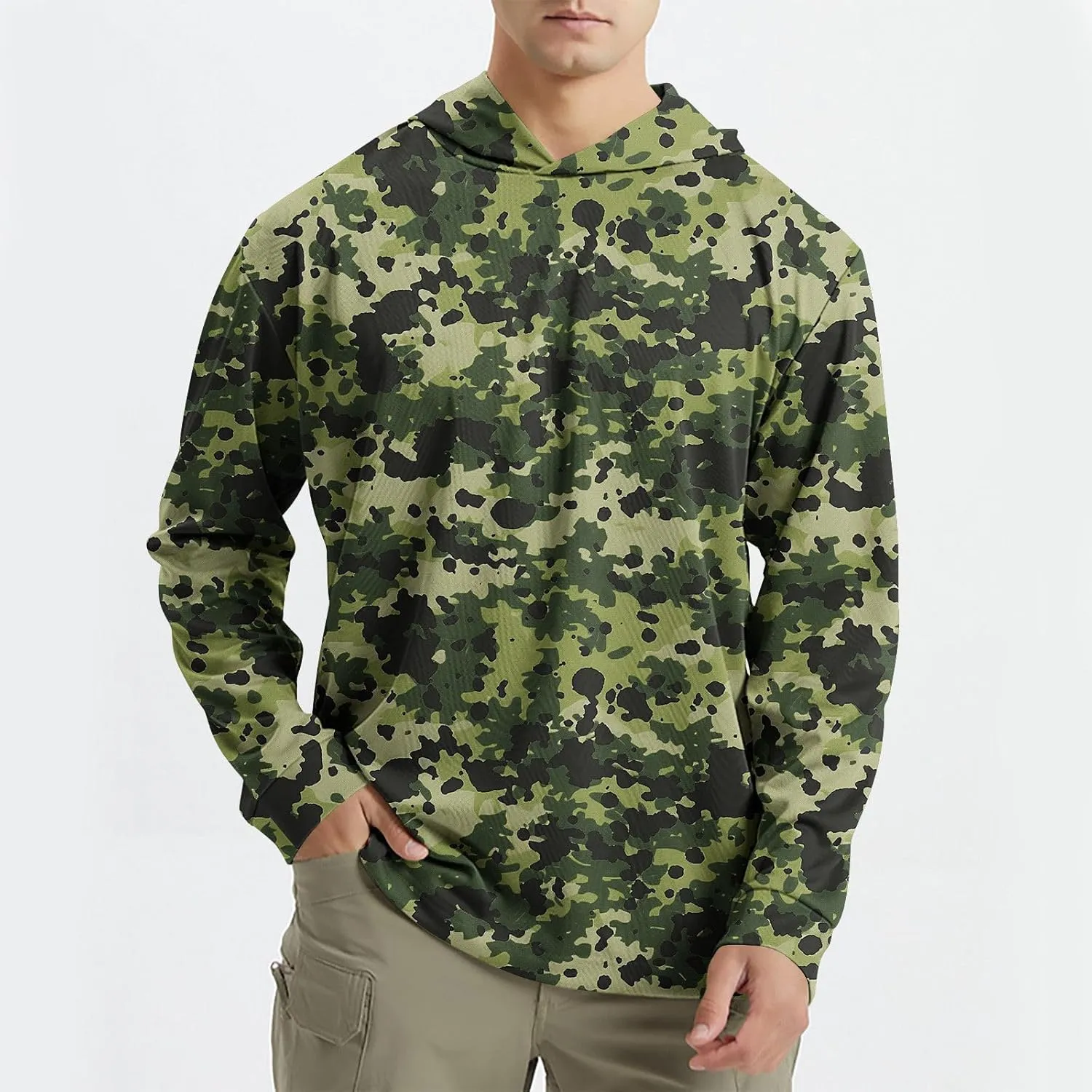Hoodies for Men Quick Dry UPF 50  UV Sun Protection Shirts Camo Outdoor Long Sleeve Shirts SPF Rash Guard Fishing Shirt