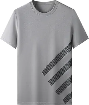 Ice Silk Quick Drying T Shirt Men's Summer Casual Thin Loose Trend Sports Patchwork Striped Men's T Shirts with