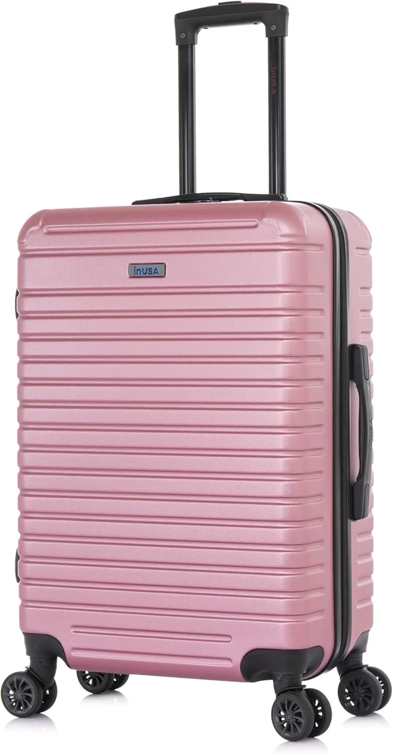InUSA DEEP Luggage with GEL Handle | Spacious Traveling Suitcases, Travel Suitcase with Dual Spinner Wheels and Studs | 24 Inch Medium Hardside Luggage | Rose Gold