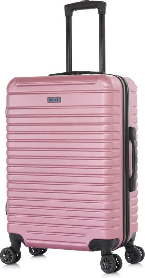 InUSA DEEP Luggage with GEL Handle | Spacious Traveling Suitcases, Travel Suitcase with Dual Spinner Wheels and Studs | 24 Inch Medium Hardside Luggage | Rose Gold