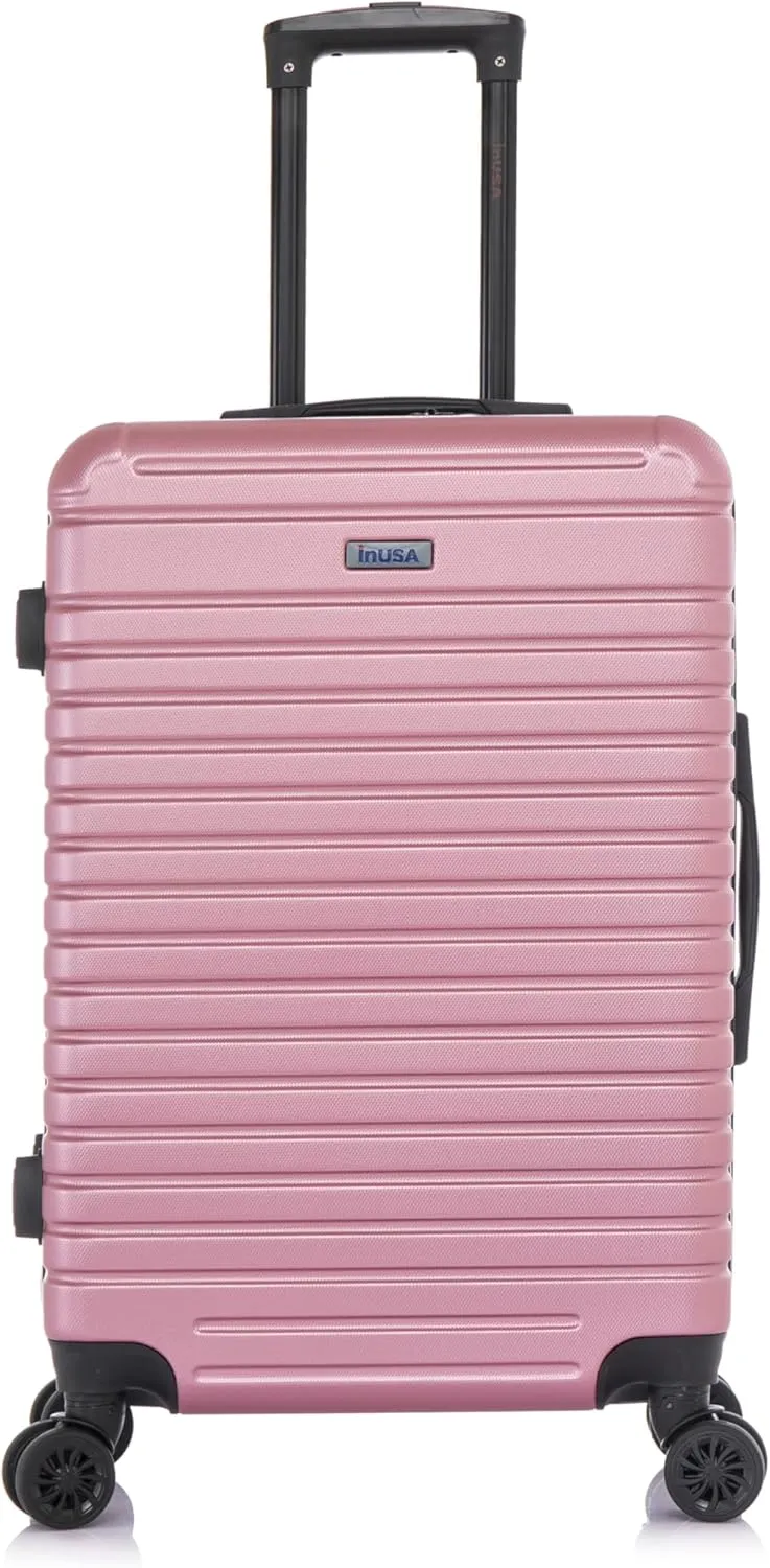 InUSA DEEP Luggage with GEL Handle | Spacious Traveling Suitcases, Travel Suitcase with Dual Spinner Wheels and Studs | 24 Inch Medium Hardside Luggage | Rose Gold