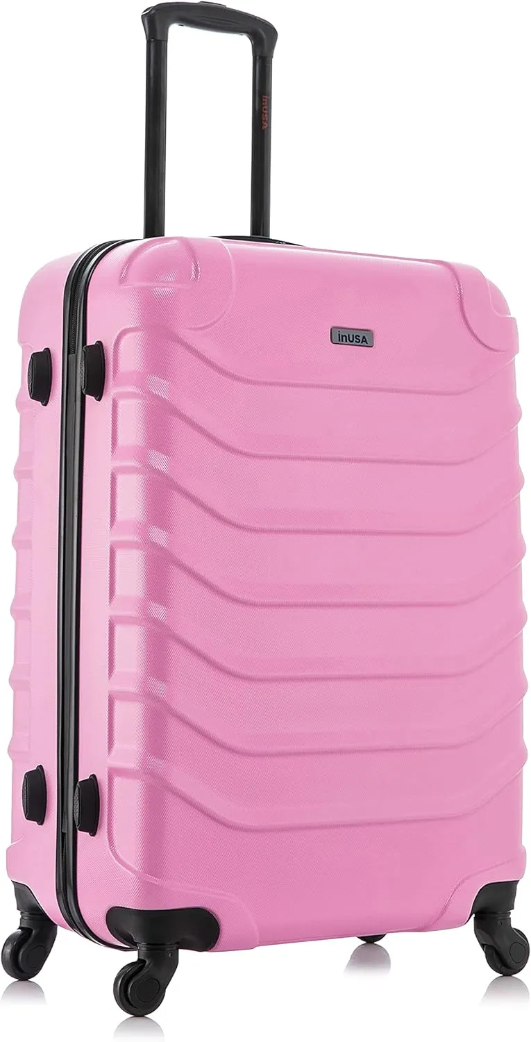 InUSA ENDURANCE Luggage with Spinner Wheels | Durable Lightweight Hardside Suitcase, Spacious Travel Bag with Handle and Trolley | 28-Inch Large Checked Luggage | Pink