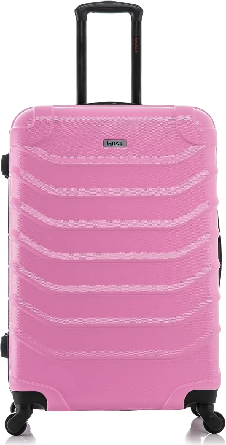 InUSA ENDURANCE Luggage with Spinner Wheels | Durable Lightweight Hardside Suitcase, Spacious Travel Bag with Handle and Trolley | 28-Inch Large Checked Luggage | Pink