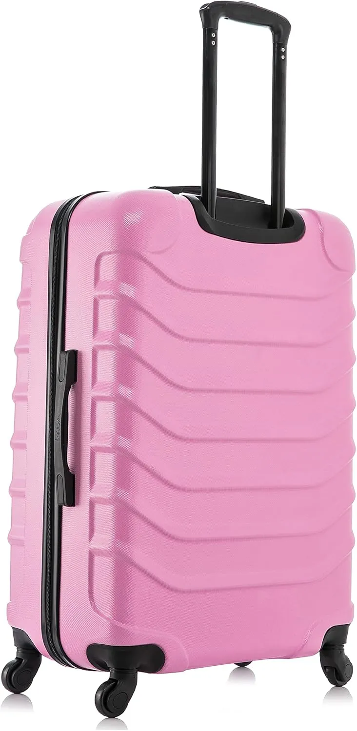 InUSA ENDURANCE Luggage with Spinner Wheels | Durable Lightweight Hardside Suitcase, Spacious Travel Bag with Handle and Trolley | 28-Inch Large Checked Luggage | Pink
