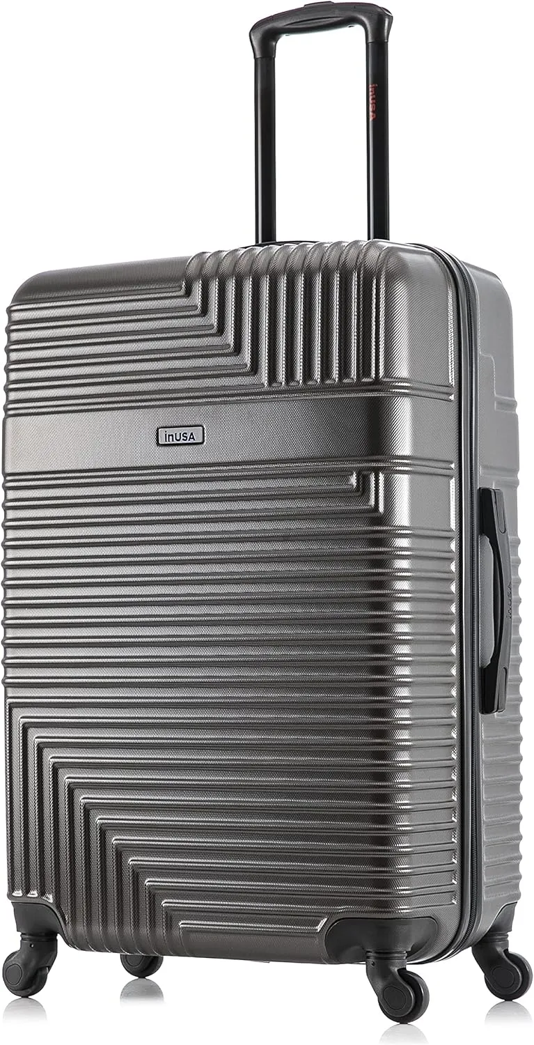 InUSA RESILIENCE Luggage with Spinner Wheels | Durable Lightweight Hardside Suitcase, Spacious Travel Bag with Handle and Trolley | 28-Inch Large Checked Luggage | Charcoal