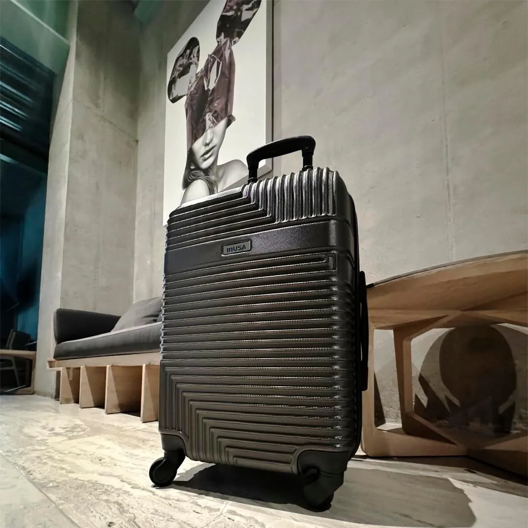 InUSA RESILIENCE Luggage with Spinner Wheels | Durable Lightweight Hardside Suitcase, Spacious Travel Bag with Handle and Trolley | 28-Inch Large Checked Luggage | Charcoal