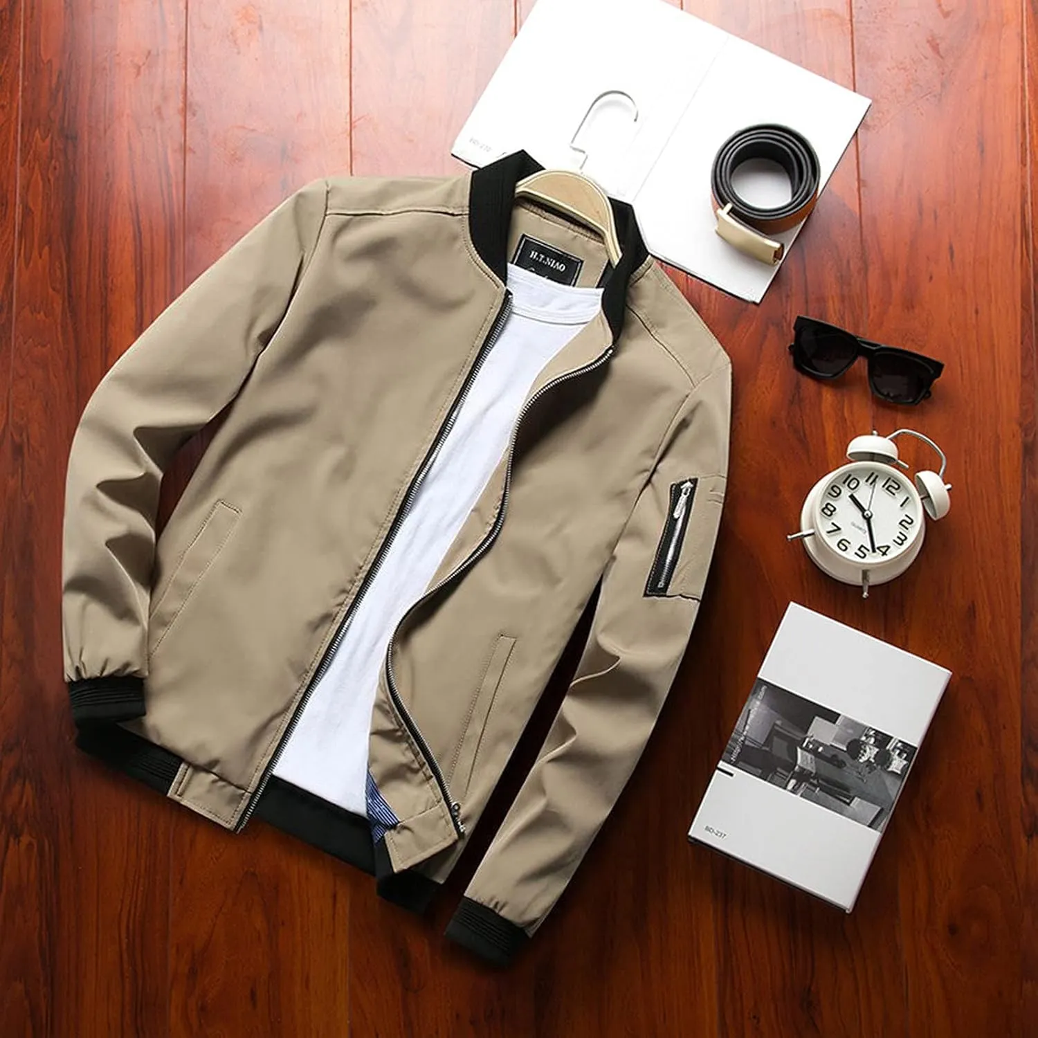 Jackets for Men Mens Casual Lightweight Jacket Softshell Flight Bomber Jacket Varsity Windbreaker