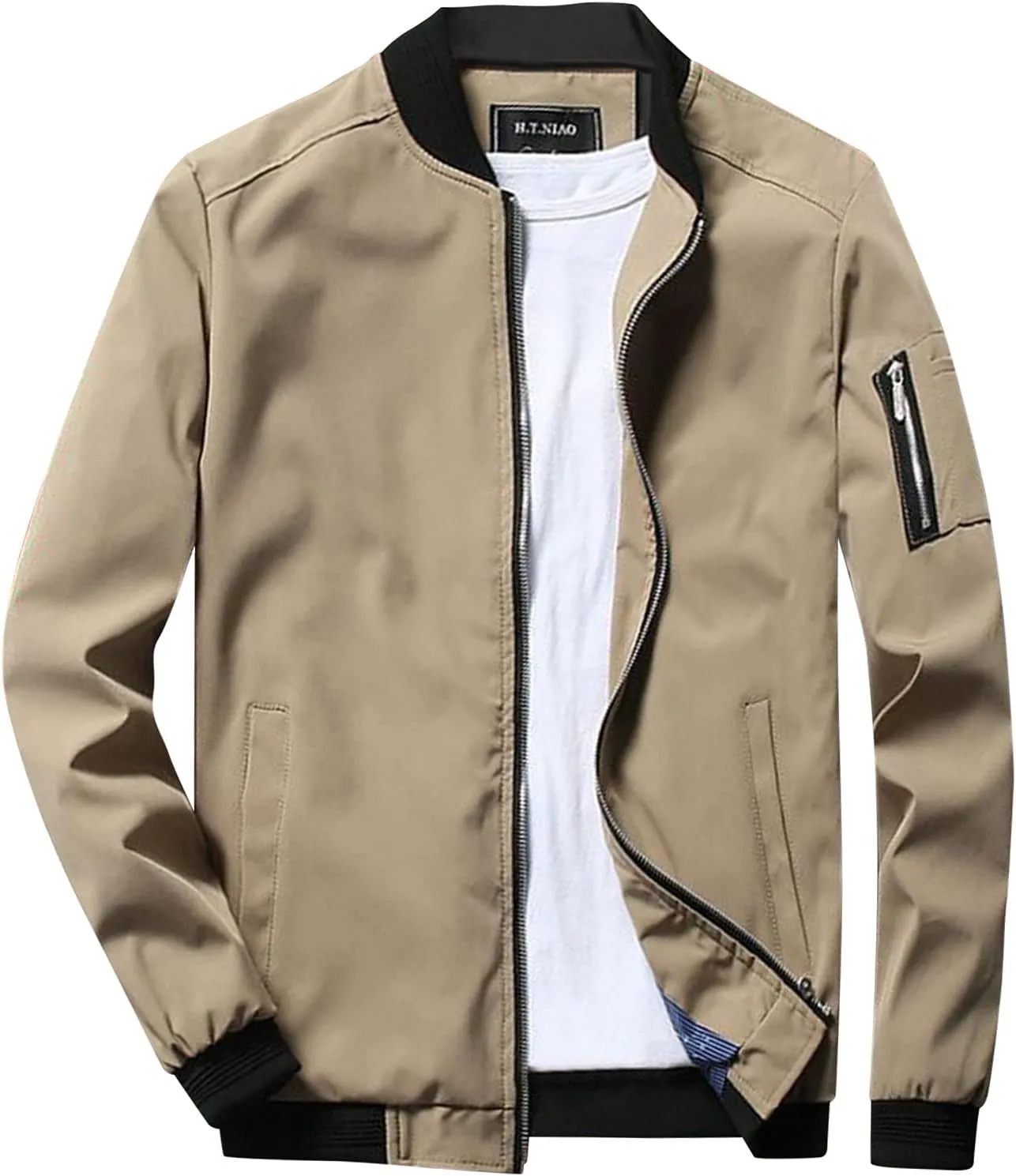 Jackets for Men Mens Casual Lightweight Jacket Softshell Flight Bomber Jacket Varsity Windbreaker