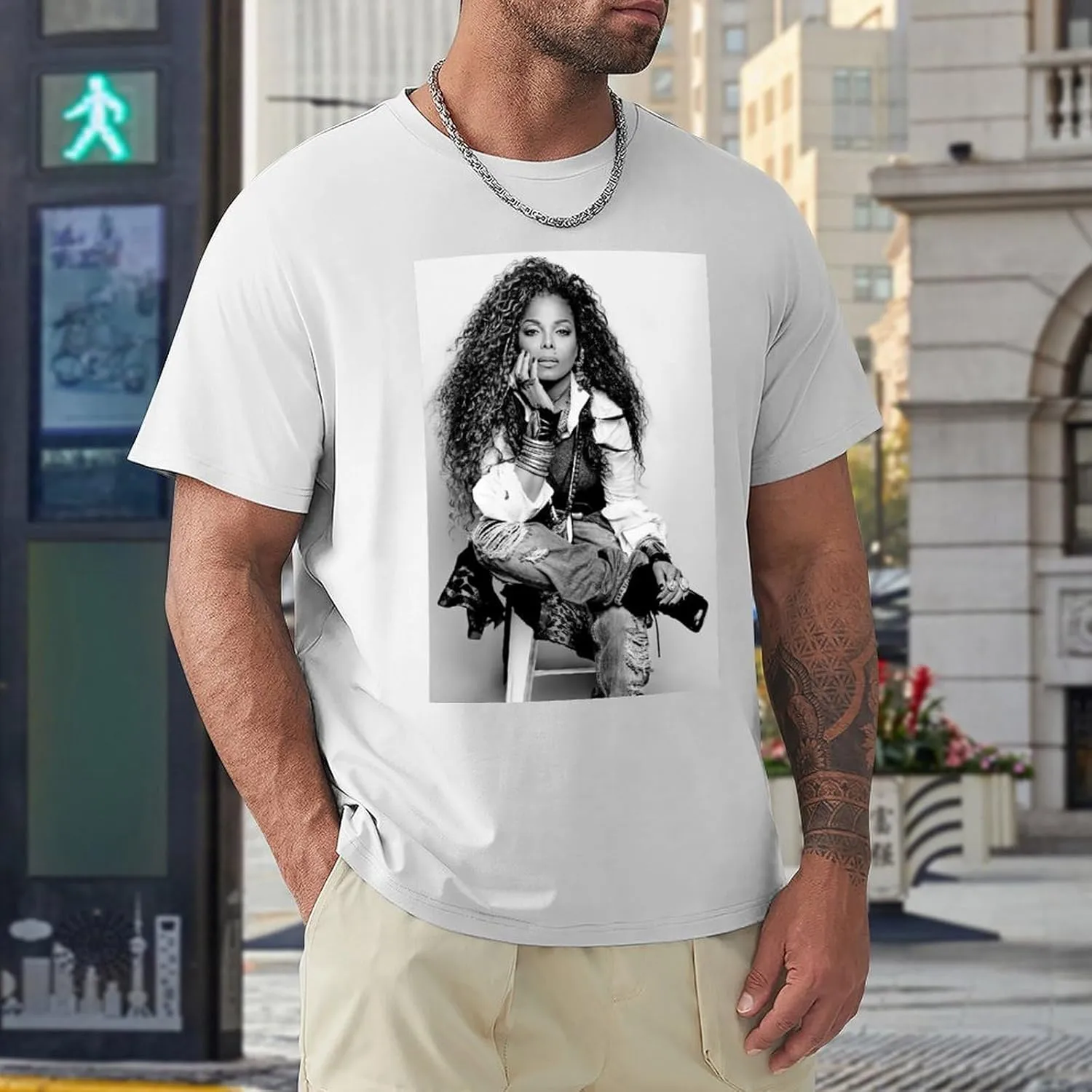 Janet Music Jackson Men'S T-Shirts Classic Crewneck Casual Short Shirt Cotton Teens Tee Tops