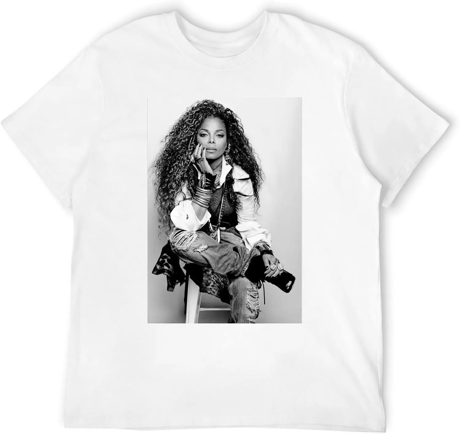 Janet Music Jackson Men'S T-Shirts Classic Crewneck Casual Short Shirt Cotton Teens Tee Tops