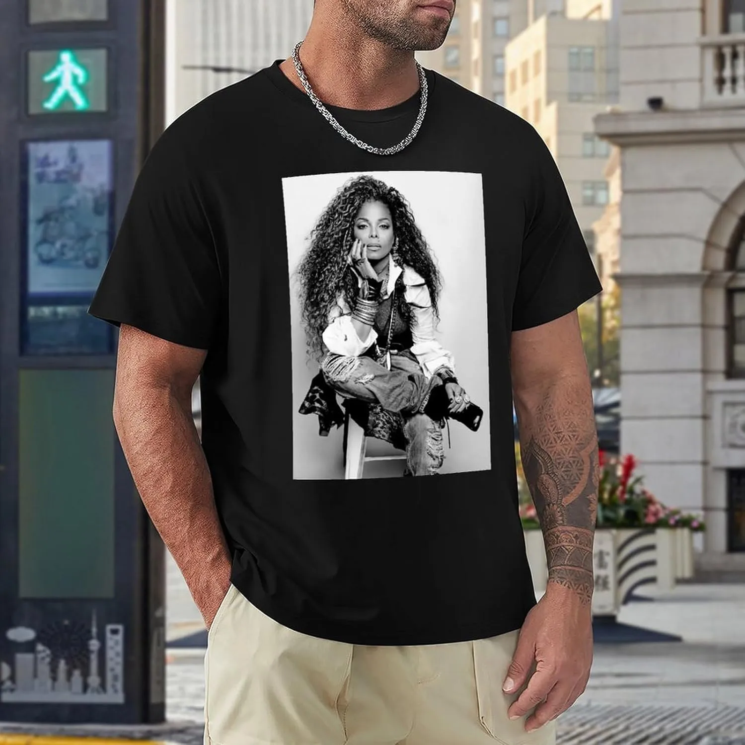 Janet Music Jackson Men'S T-Shirts Classic Crewneck Casual Short Shirt Cotton Teens Tee Tops