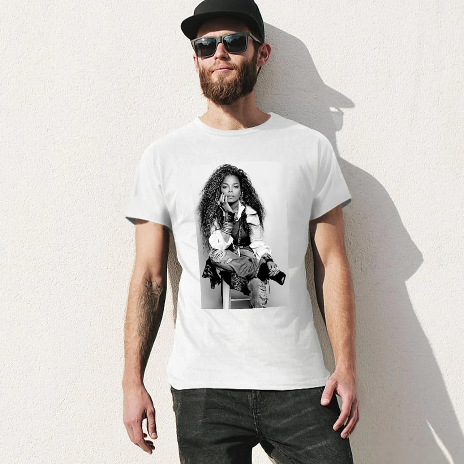Janet Music Jackson Men'S T-Shirts Classic Crewneck Casual Short Shirt Cotton Teens Tee Tops