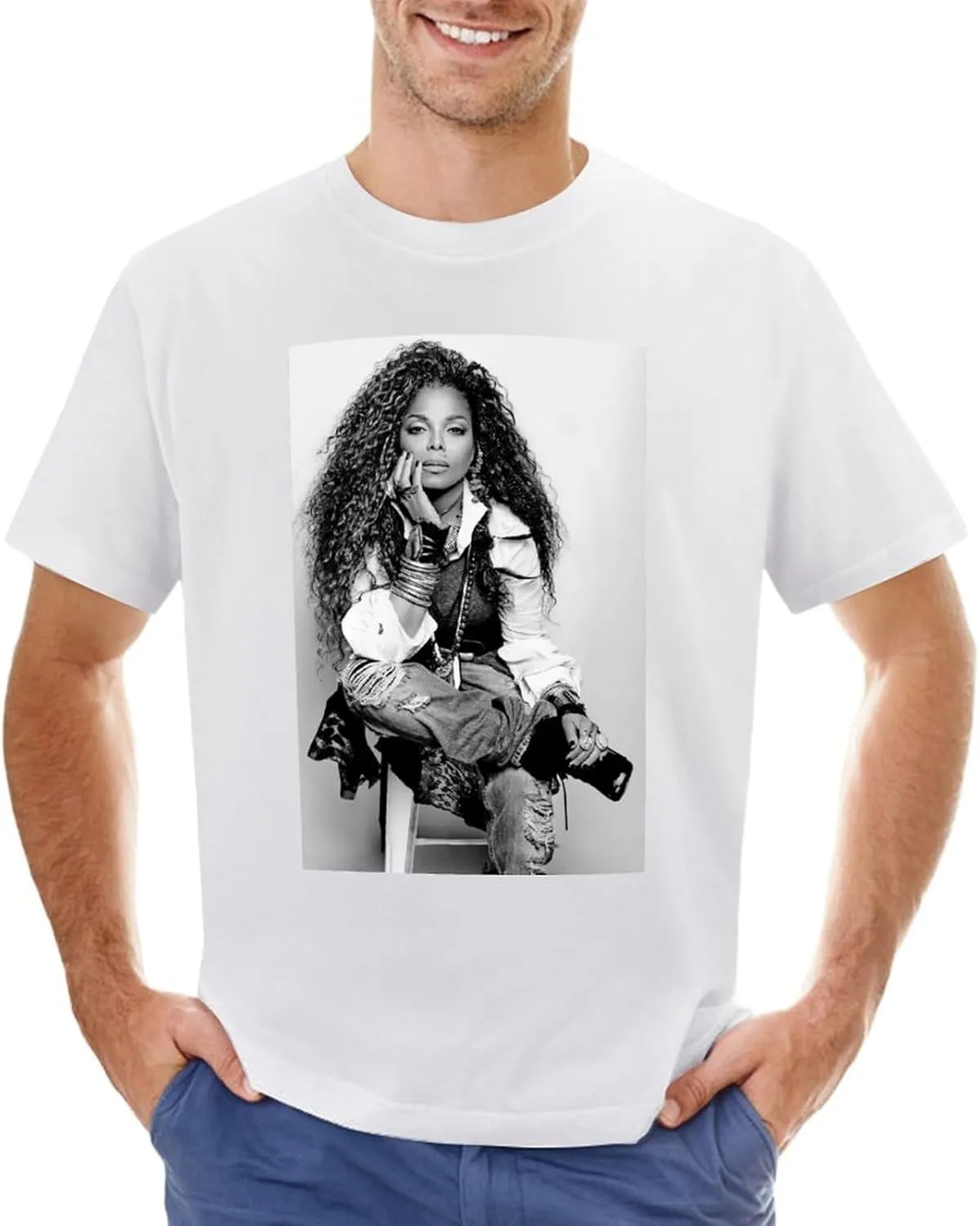 Janet Music Jackson Men'S T-Shirts Classic Crewneck Casual Short Shirt Cotton Teens Tee Tops