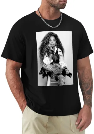 Janet Music Jackson Men'S T-Shirts Classic Crewneck Casual Short Shirt Cotton Teens Tee Tops