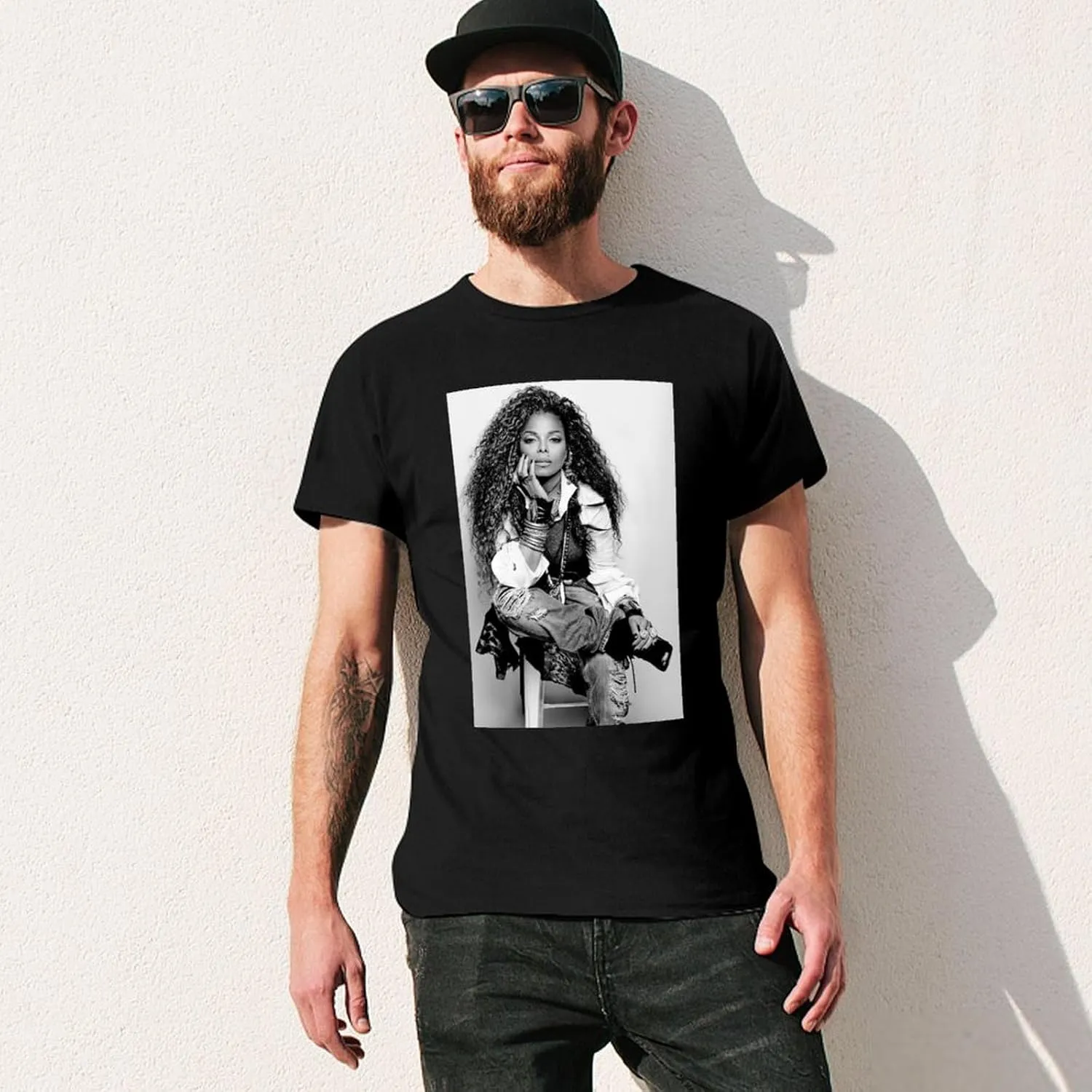 Janet Music Jackson Men'S T-Shirts Classic Crewneck Casual Short Shirt Cotton Teens Tee Tops