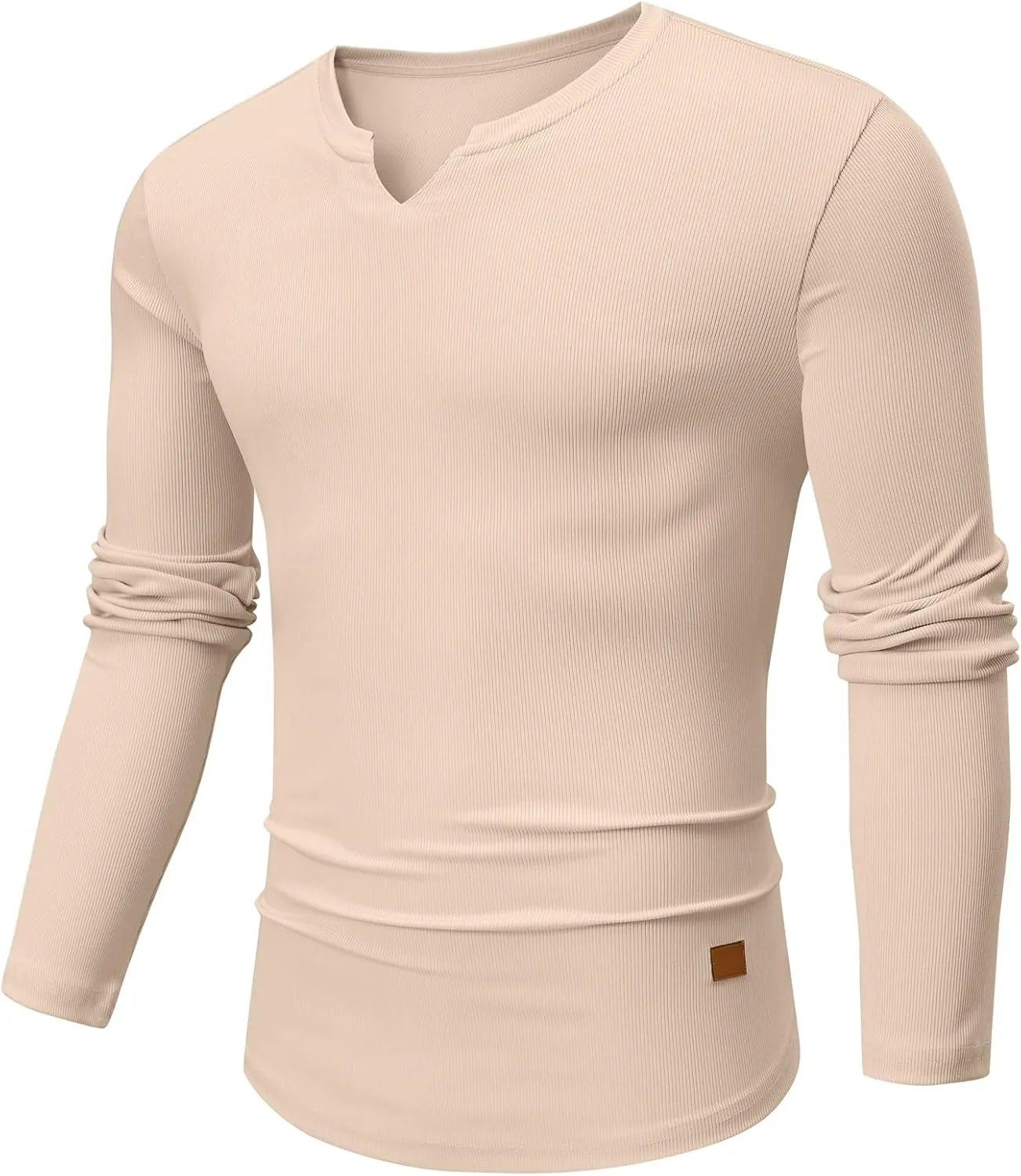 JMIERR Mens Long Sleeve Muscle T Shirts Casual V-Neck Longline Ribbed Tee Shirts