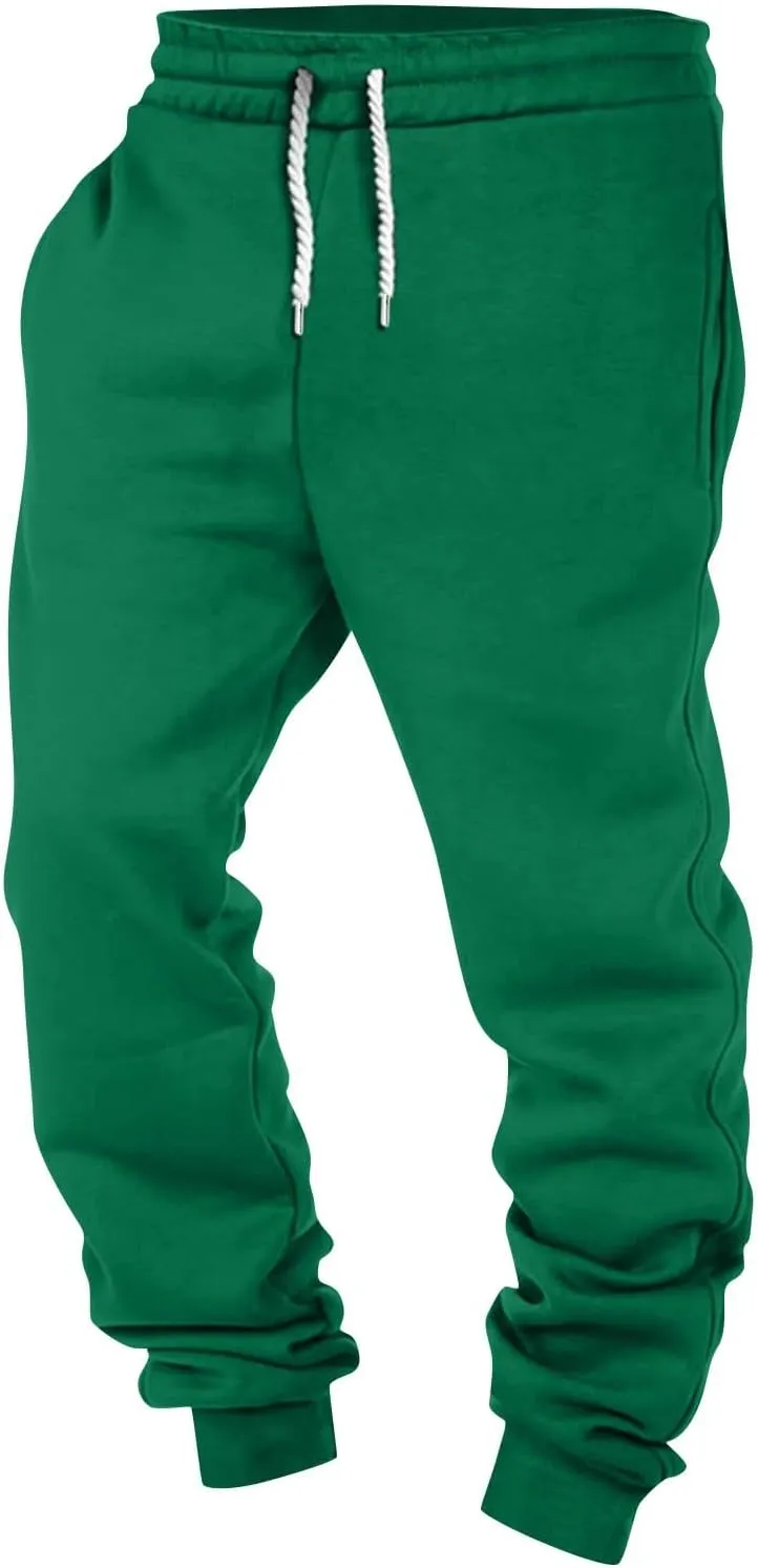 Joggers for Men Baggy Drawstring Waist Fleece Lined Sweatpants with Pockets Plus Size Casual Workout Running Pants