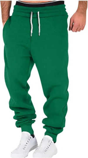 Joggers for Men Baggy Drawstring Waist Fleece Lined Sweatpants with Pockets Plus Size Casual Workout Running Pants