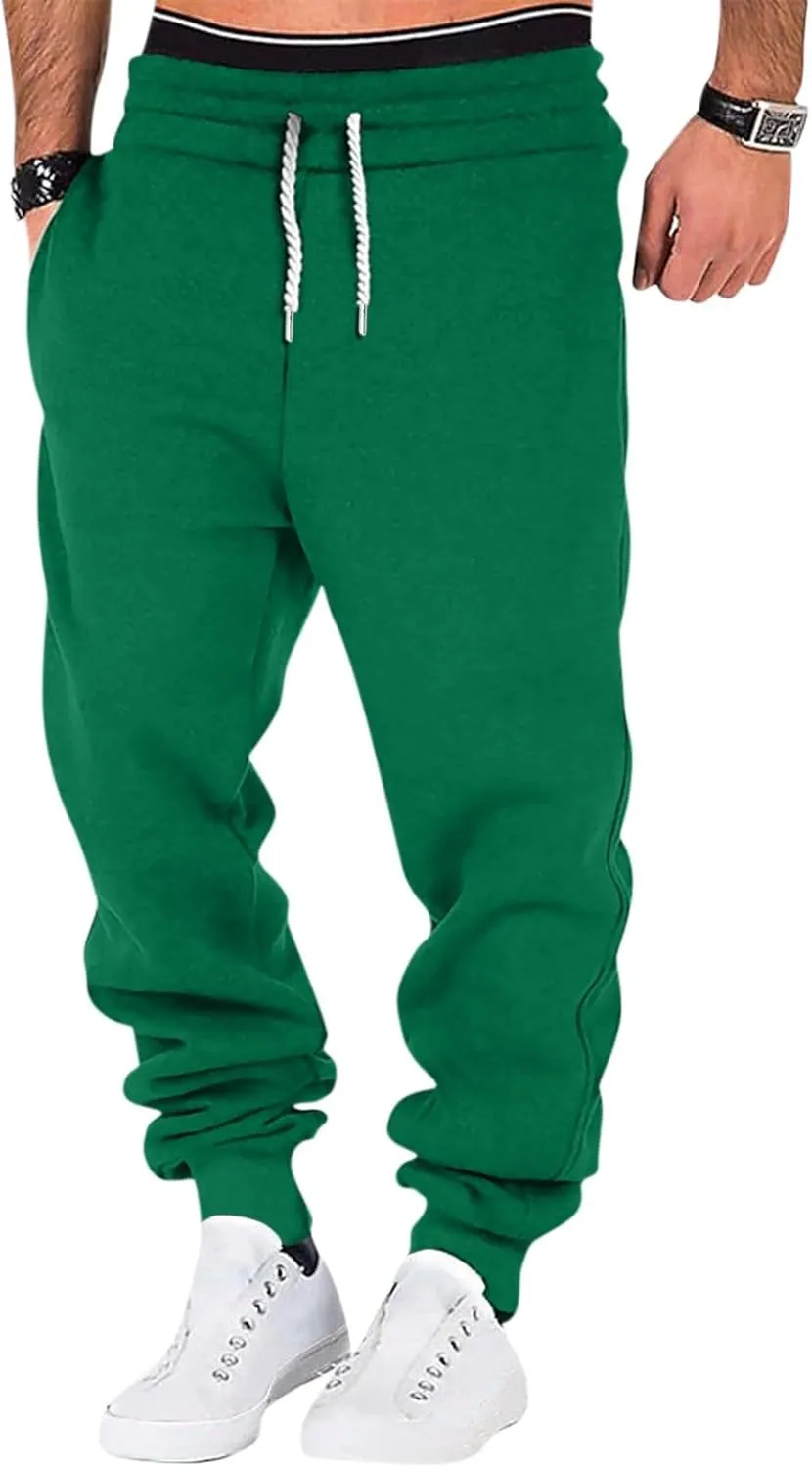 Joggers for Men Baggy Drawstring Waist Fleece Lined Sweatpants with Pockets Plus Size Casual Workout Running Pants