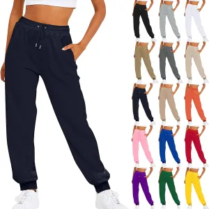 Joggers for Women Casual Fleece Baggy Sweatpants Jogger Pants with Pockets Drawstring Cinch Bottom Sweatpants