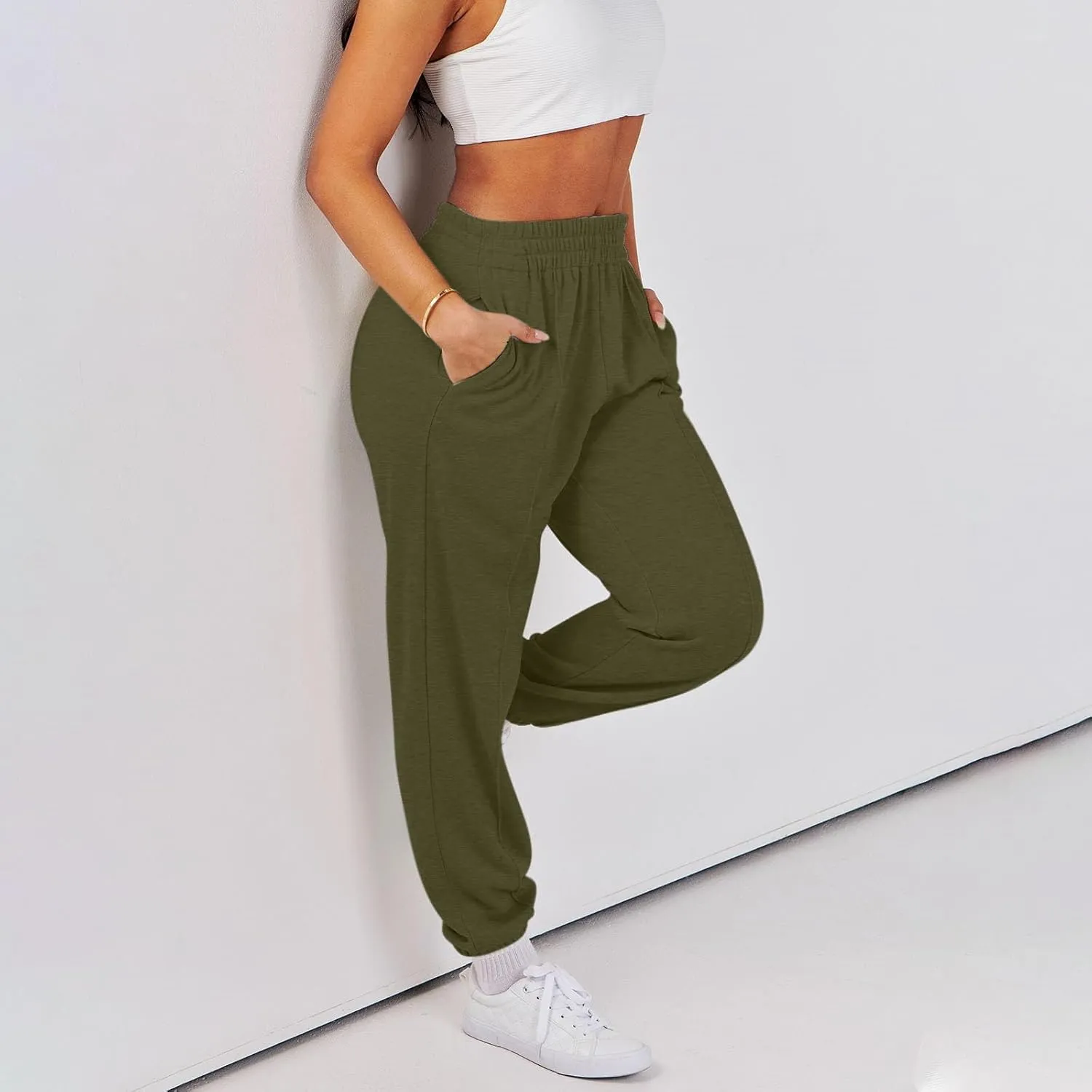 Jogging Sweatpants for Women with Pockets Elastic Waist Lounge Jogger Pants Casual Athletic Hiking Pants Y2K Trousers