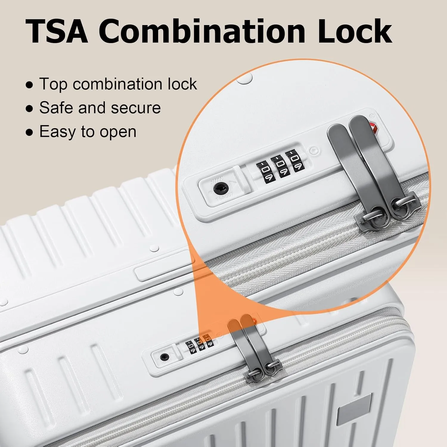 Joyway Hardshell 24 inch luggage with spinner wheels, Lightweight Hardside large checked withTSA Lock (White, Checked Luggage-24 Inch)