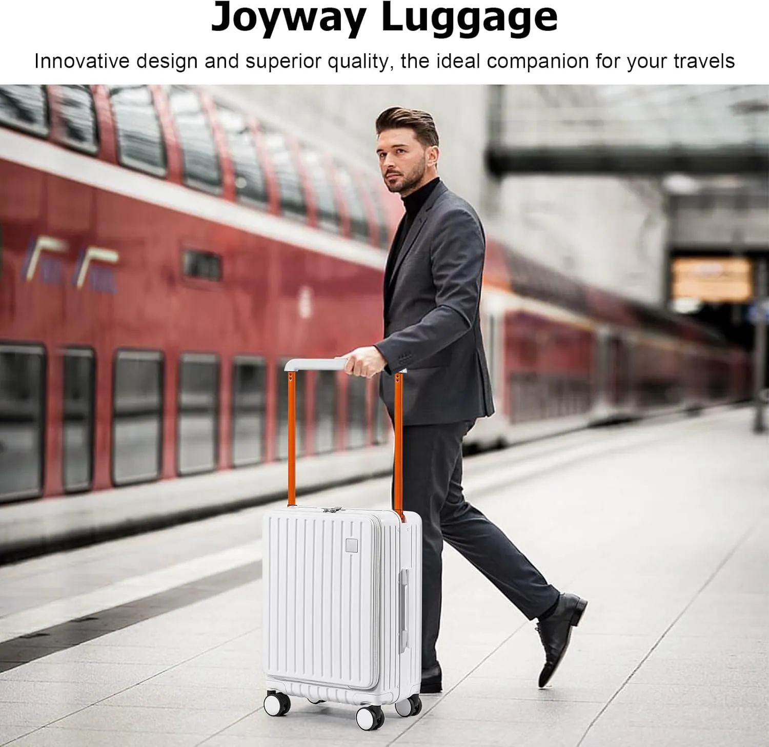Joyway Hardshell 24 inch luggage with spinner wheels, Lightweight Hardside large checked withTSA Lock (White, Checked Luggage-24 Inch)