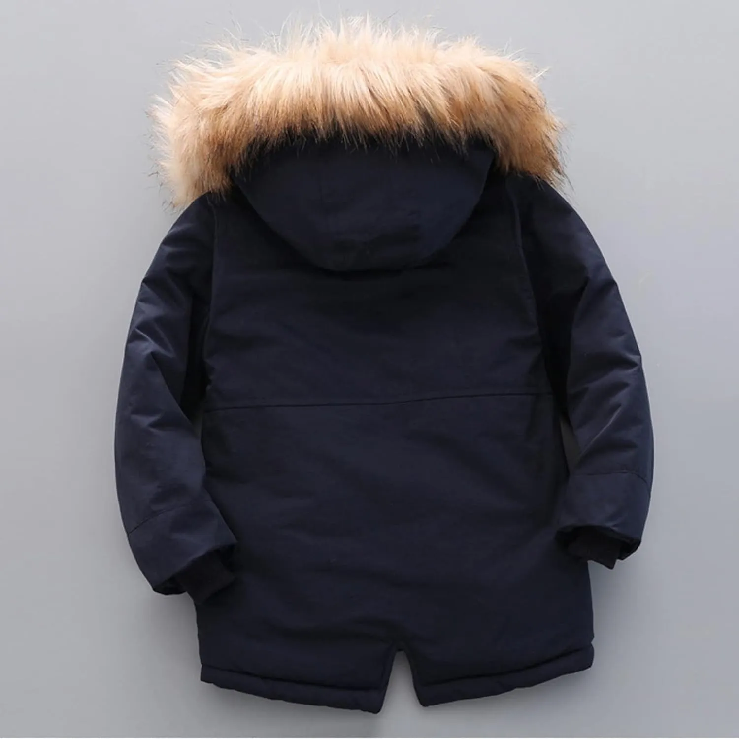 Kids Boy's Coats Quilted Pu-ffer Lined Jacket Thick Winter Coats Hooded Winter Water-Proof Par-ka Boys Winter Jacket