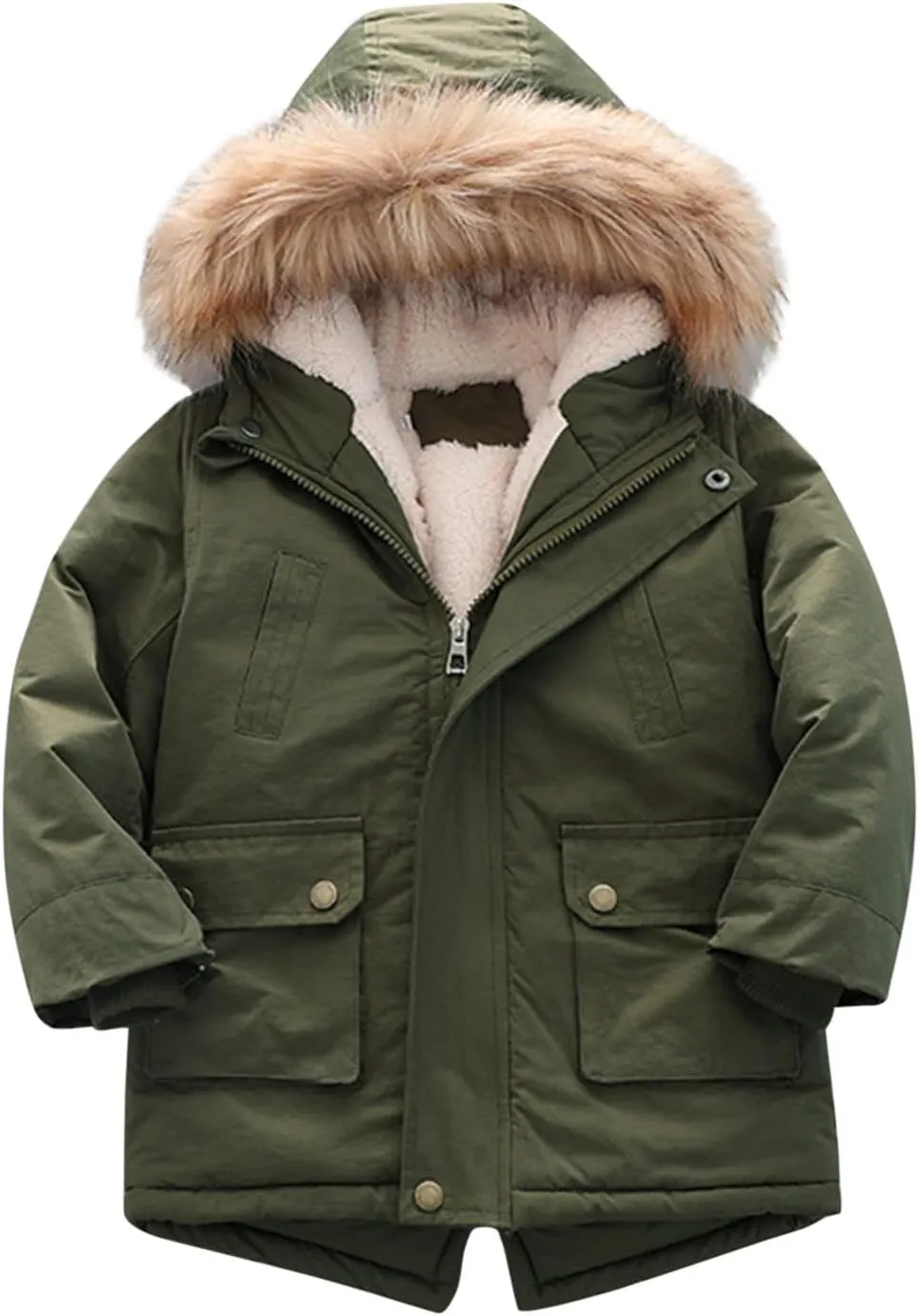 Kids Boy's Coats Quilted Pu-ffer Lined Jacket Thick Winter Coats Hooded Winter Water-Proof Par-ka Boys Winter Jacket