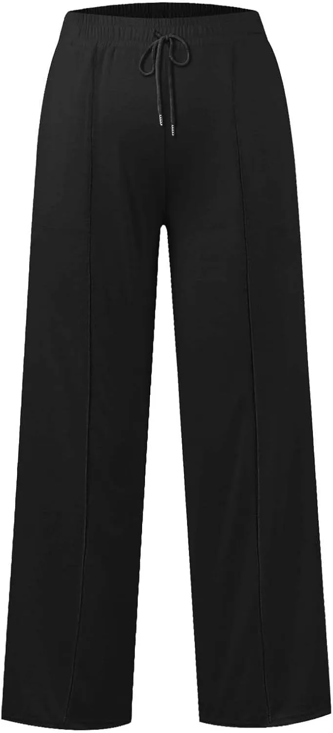 Kids Girls Straight Wide Leg Sweatpants High Waisted Baggy Pants Teen Elastic Waist Loose Fit Trousers with Pockets