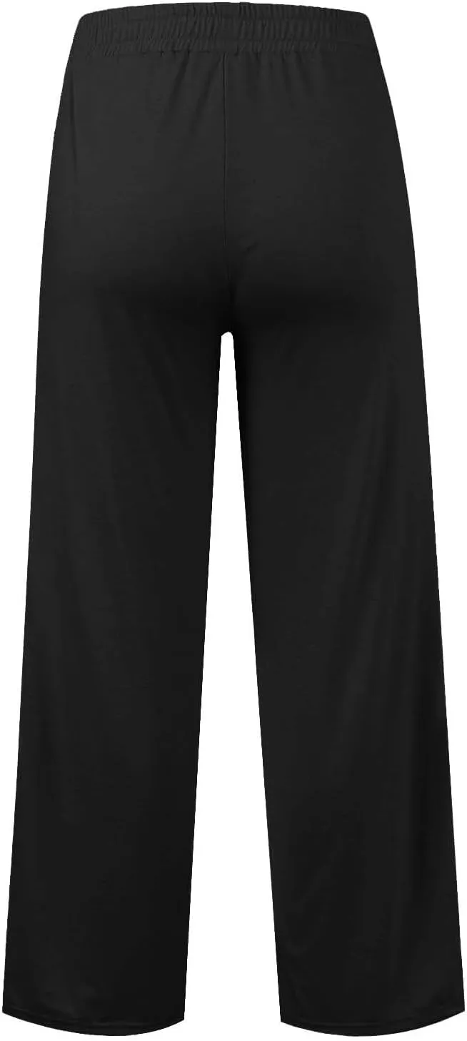 Kids Girls Straight Wide Leg Sweatpants High Waisted Baggy Pants Teen Elastic Waist Loose Fit Trousers with Pockets