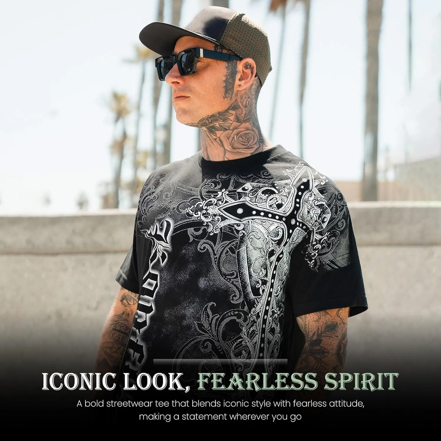 Konflic Graphic tees for Men | MMA Style Crew Neck T-Shirts Half Sleeve Classic | Men's t-Shirts Casual Cotton
