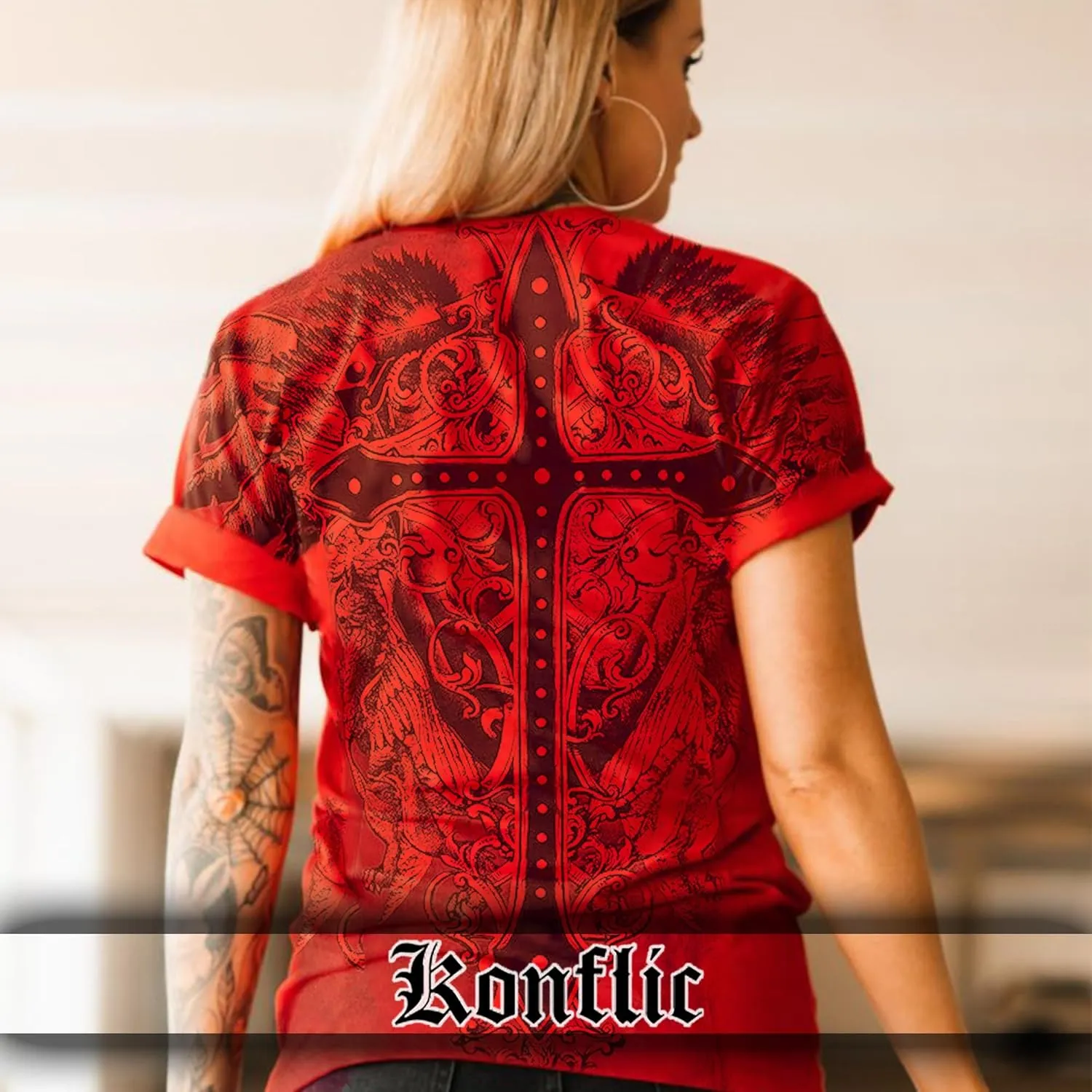 Konflic Graphic tees for Men | MMA Style Crew Neck T-Shirts Half Sleeve Classic | Men's t-Shirts Casual Cotton