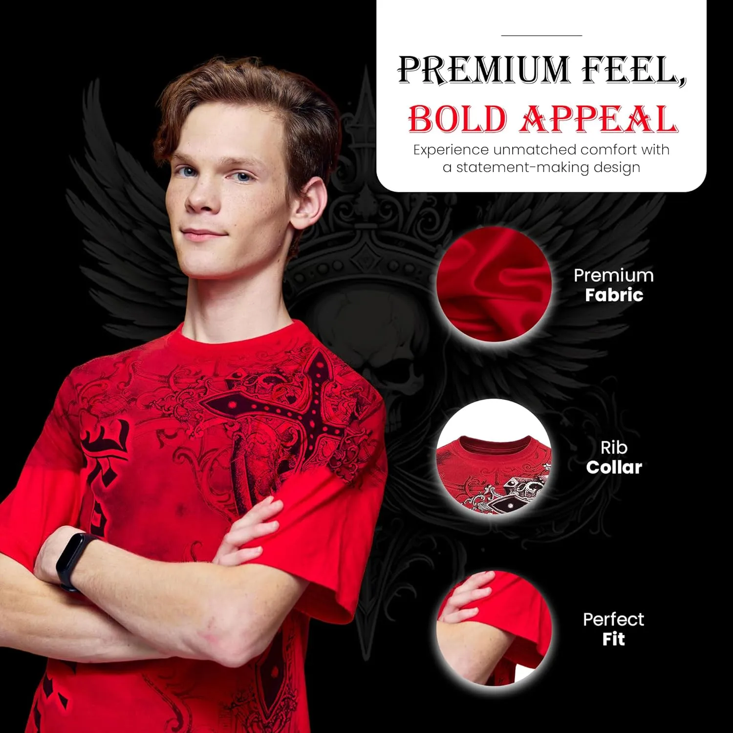 Konflic Graphic tees for Men | MMA Style Crew Neck T-Shirts Half Sleeve Classic | Men's t-Shirts Casual Cotton