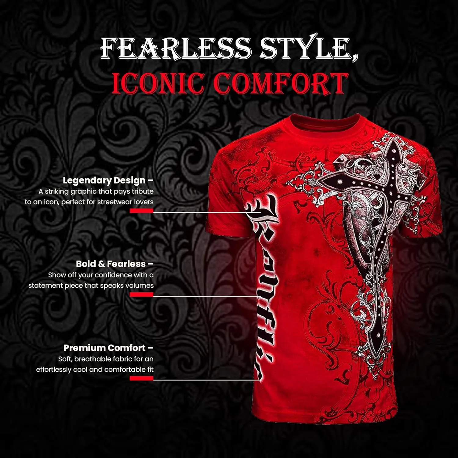 Konflic Graphic tees for Men | MMA Style Crew Neck T-Shirts Half Sleeve Classic | Men's t-Shirts Casual Cotton
