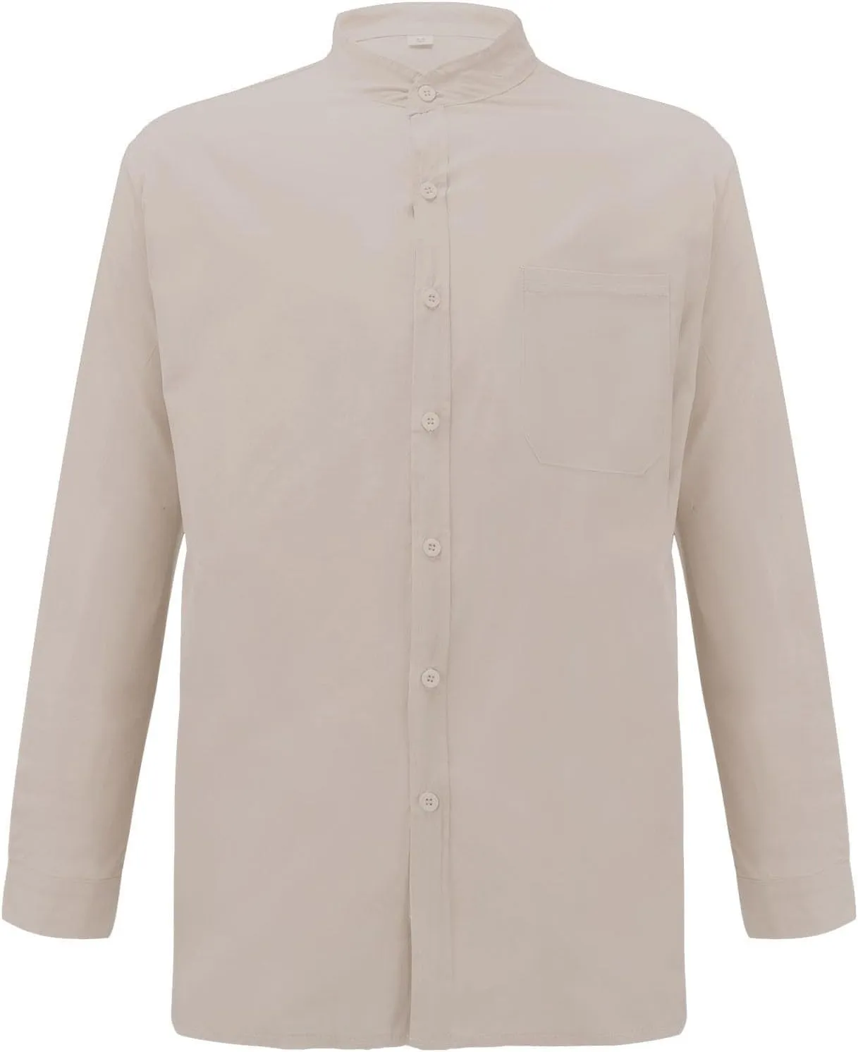 KUIOLYPOER Button Down Linen Shirts for Men Solid Color Casual Long Sleeve Regular Fit Cotton Beach Shirts with Pocket