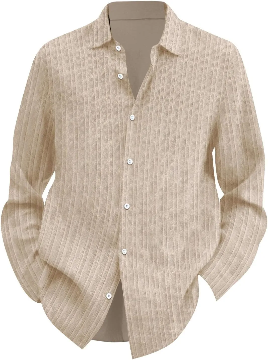 KUIOLYPOER Long Sleeve Shirts for Men Cotton Linen Casual Lapel Fashion Solid Color Spring and Summer Button Cardigan Tops