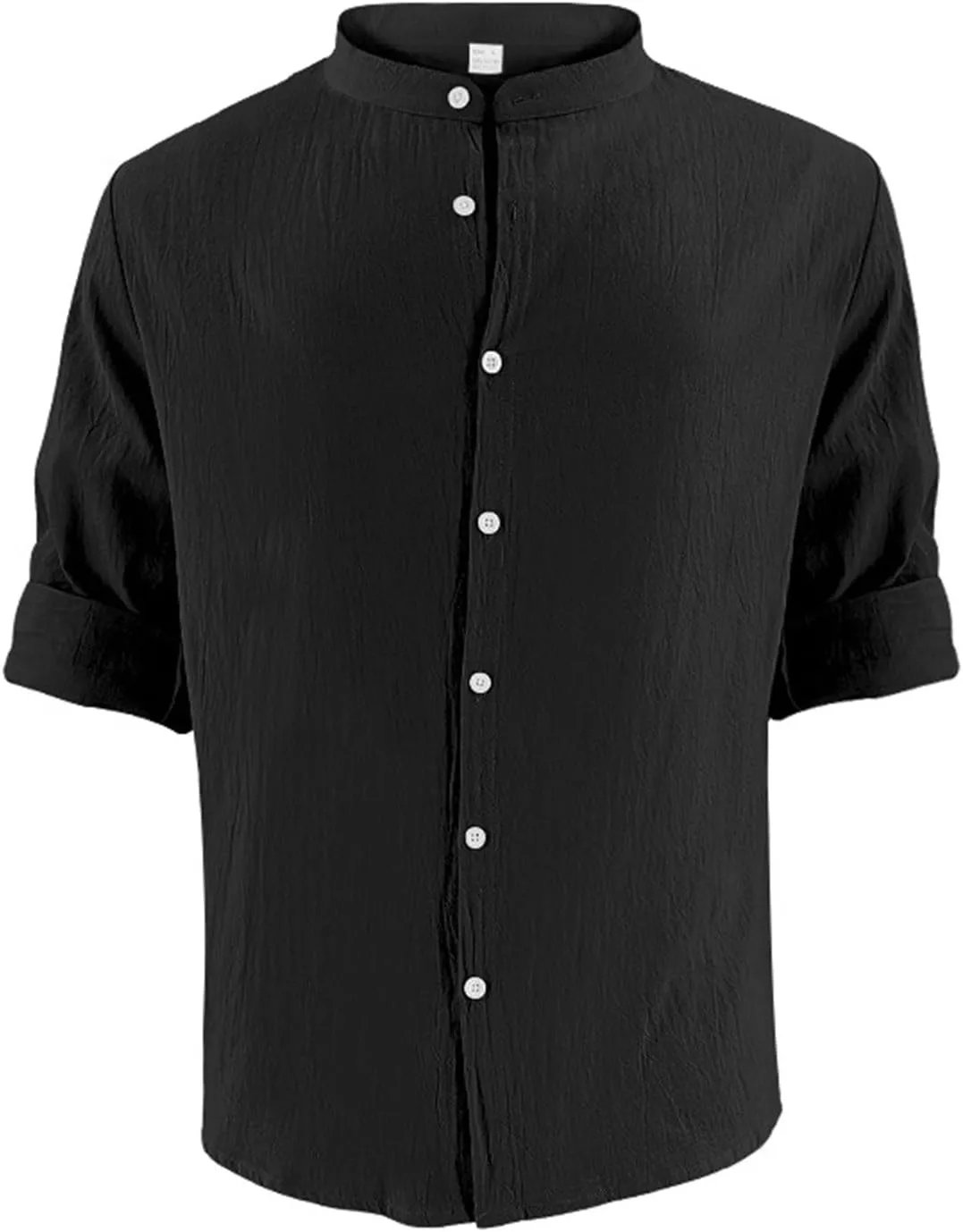 KUIOLYPOER Men's Hawaiian Cotton Linen Shirts Long Sleeve Button Down Shirt Casual V-Neck Wrinkle Free Breathable Beach Wear